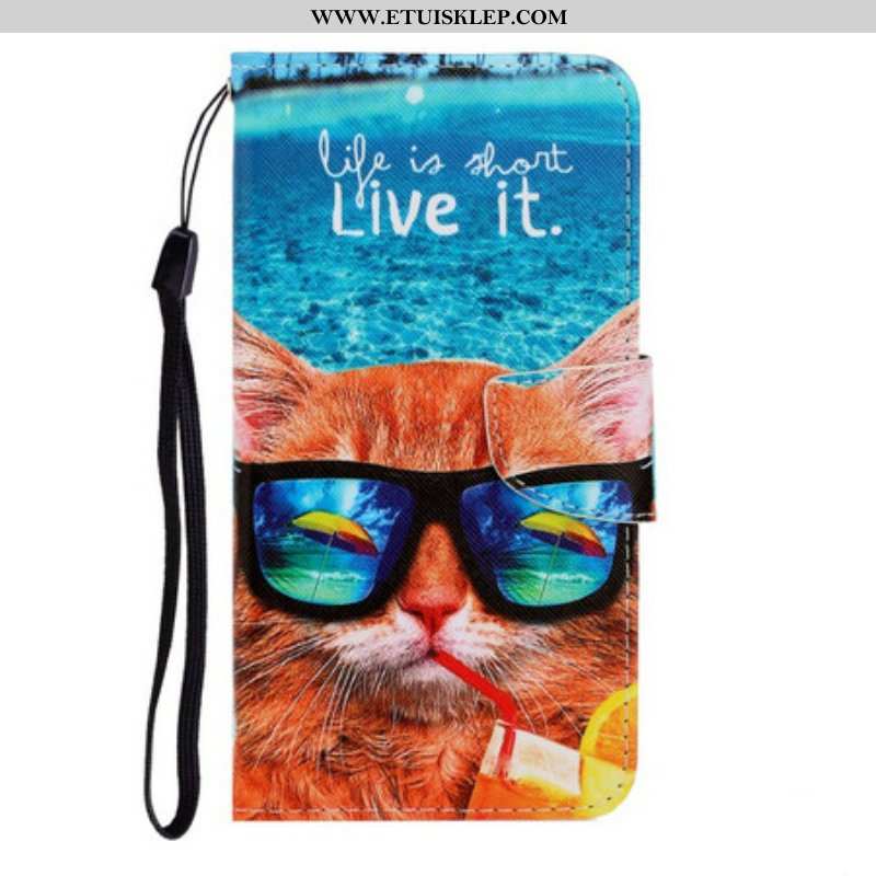 Etui Folio do iPhone 13 Pro z Łańcuch Cat Live It Strappy